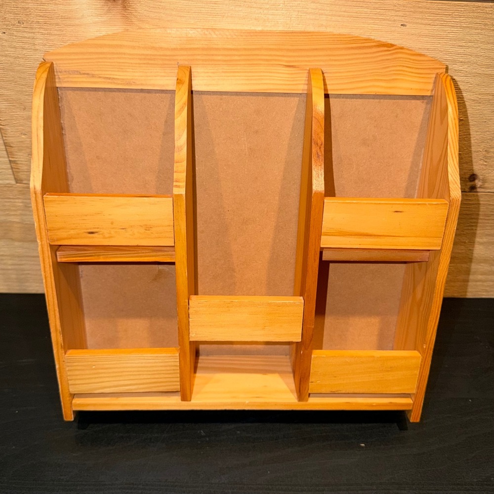 Wooden Freestanding Spice Rack Kitchen Countertop Organizer Rustic Shelf Vintage